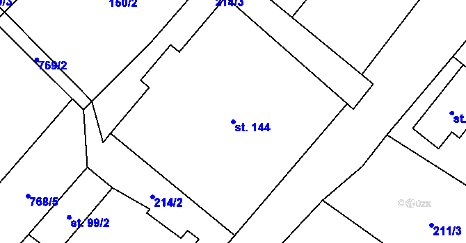 Parcela st. 144 v KÚ Opočno u Loun, Katastrální mapa