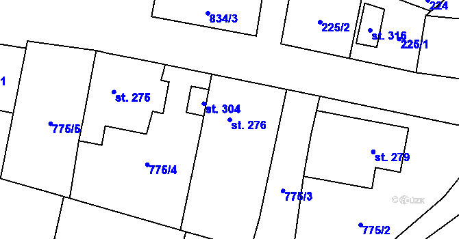 Parcela st. 276 v KÚ Opočno u Loun, Katastrální mapa
