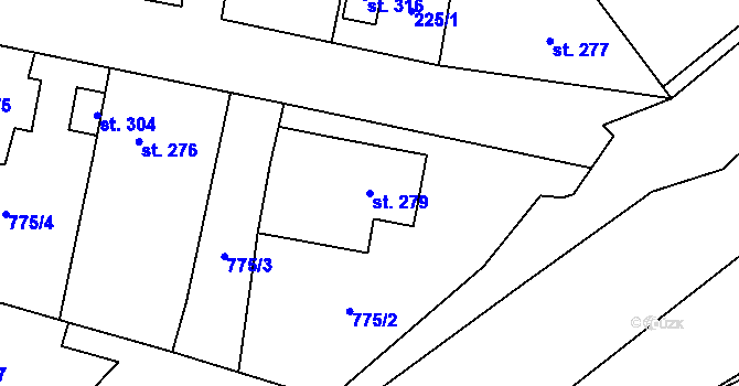 Parcela st. 279 v KÚ Opočno u Loun, Katastrální mapa