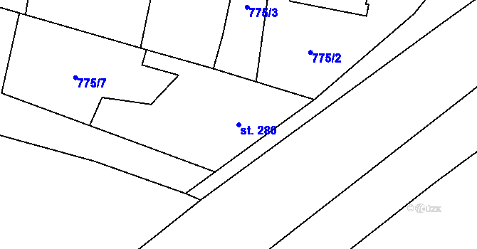 Parcela st. 280 v KÚ Opočno u Loun, Katastrální mapa