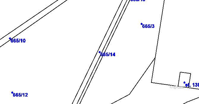 Parcela st. 665/14 v KÚ Opočno u Loun, Katastrální mapa