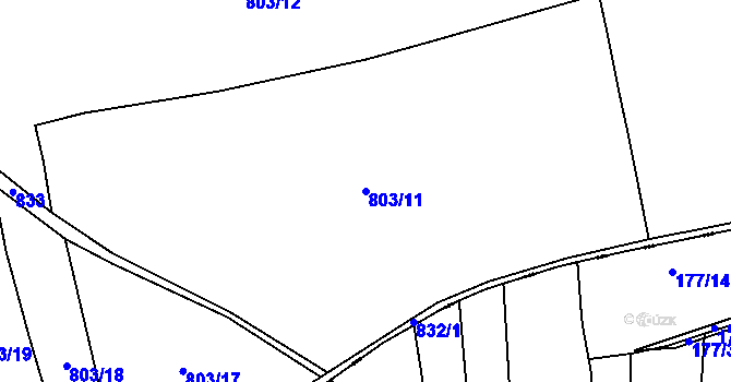 Parcela st. 803/11 v KÚ Opočno u Loun, Katastrální mapa