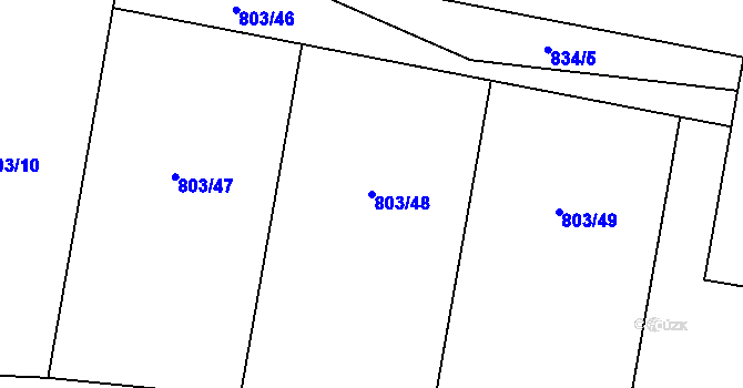 Parcela st. 803/48 v KÚ Opočno u Loun, Katastrální mapa