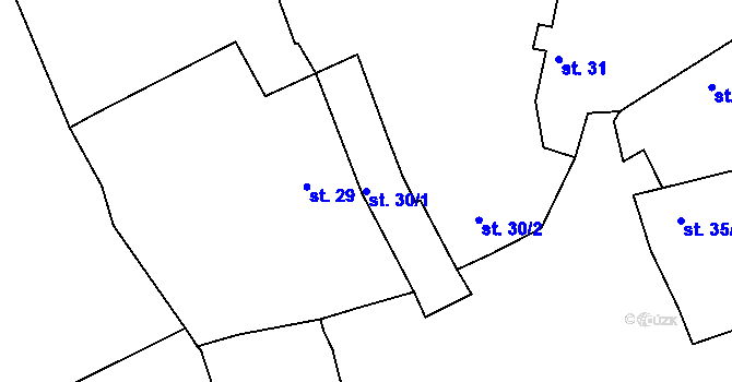 Parcela st. 30/1 v KÚ Zeměchy u Loun, Katastrální mapa