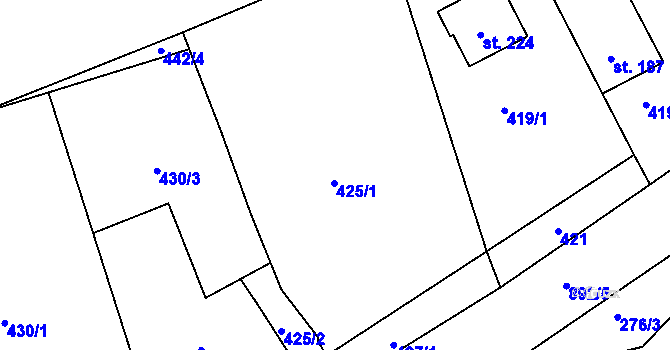 Parcela st. 425 v KÚ Zeměchy u Loun, Katastrální mapa