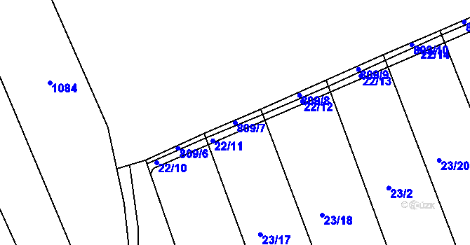 Parcela st. 809/7 v KÚ Zeměchy u Loun, Katastrální mapa