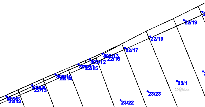 Parcela st. 809/13 v KÚ Zeměchy u Loun, Katastrální mapa