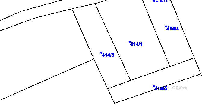 Parcela st. 414/3 v KÚ Zeměchy u Loun, Katastrální mapa