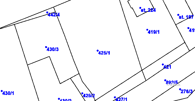 Parcela st. 425/1 v KÚ Zeměchy u Loun, Katastrální mapa