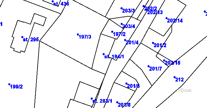 Parcela st. 194/1 v KÚ Jimramov, Katastrální mapa
