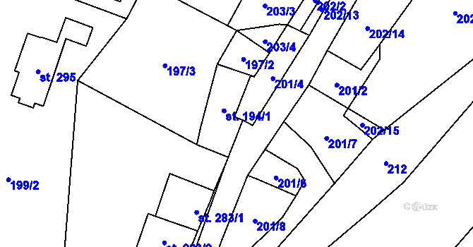 Parcela st. 194/2 v KÚ Jimramov, Katastrální mapa
