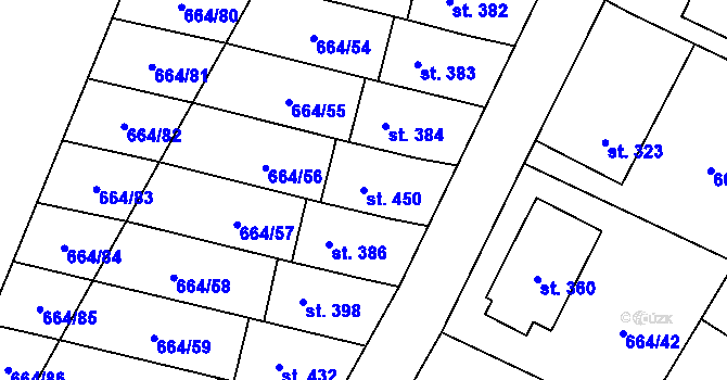 Parcela st. 450 v KÚ Jimramov, Katastrální mapa