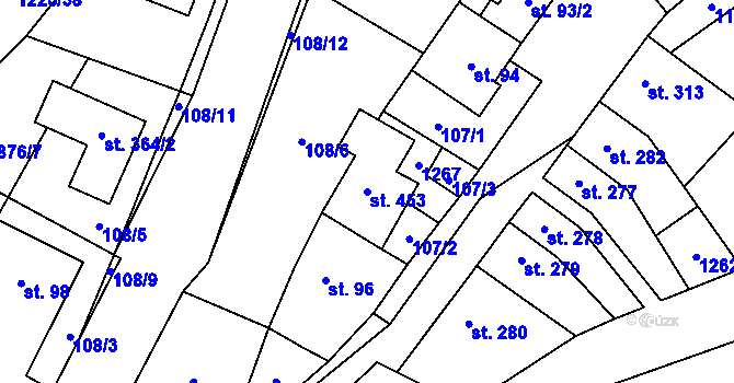 Parcela st. 453 v KÚ Jimramov, Katastrální mapa