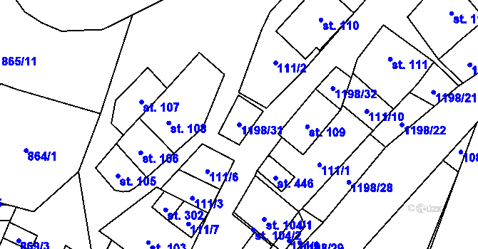 Parcela st. 1198/31 v KÚ Jimramov, Katastrální mapa