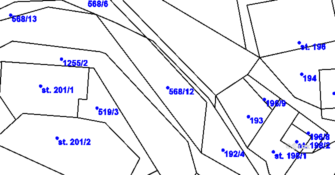 Parcela st. 568/12 v KÚ Jimramov, Katastrální mapa