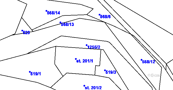Parcela st. 1255/2 v KÚ Jimramov, Katastrální mapa