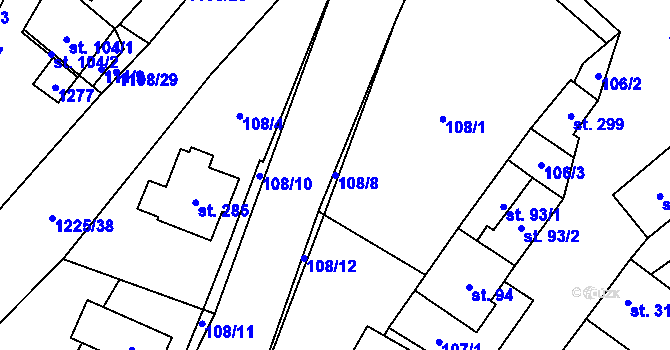 Parcela st. 108/8 v KÚ Jimramov, Katastrální mapa