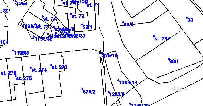 Parcela st. 875/15 v KÚ Jimramov, Katastrální mapa