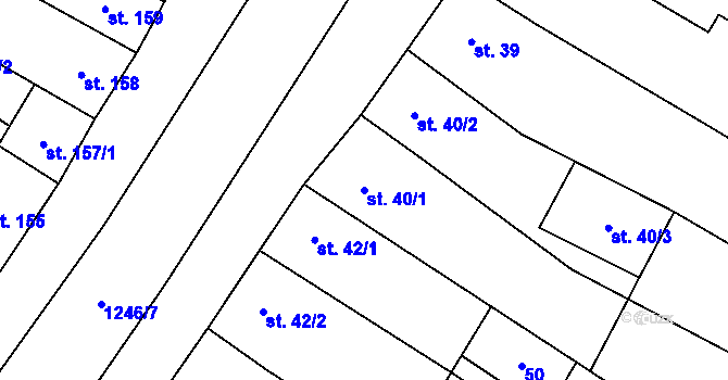Parcela st. 40/1 v KÚ Jimramov, Katastrální mapa
