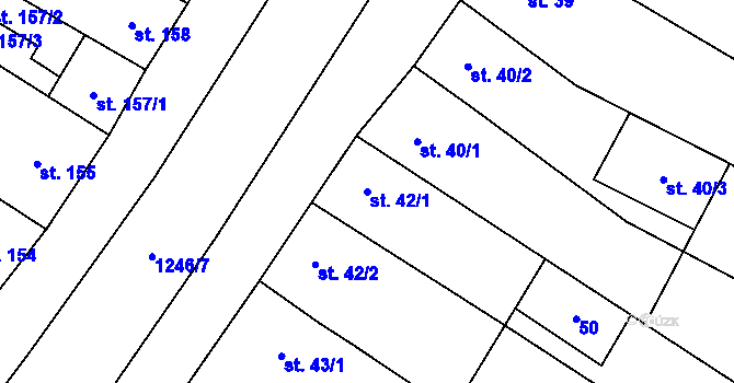 Parcela st. 42/1 v KÚ Jimramov, Katastrální mapa