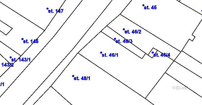 Parcela st. 46/1 v KÚ Jimramov, Katastrální mapa