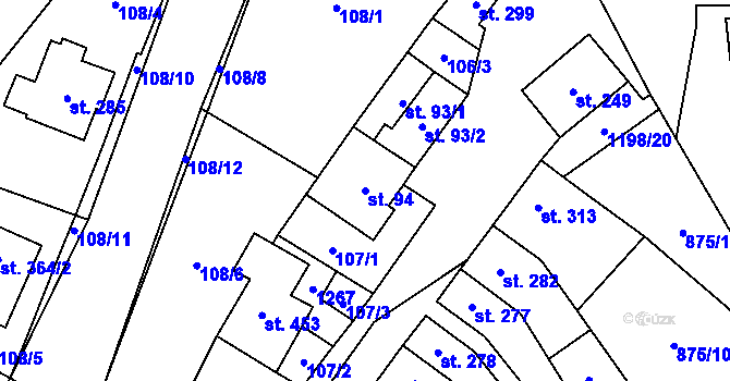 Parcela st. 94 v KÚ Jimramov, Katastrální mapa