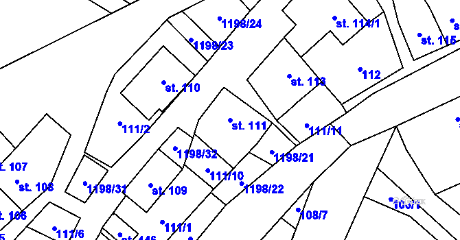 Parcela st. 111 v KÚ Jimramov, Katastrální mapa