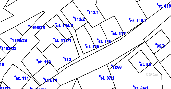 Parcela st. 115 v KÚ Jimramov, Katastrální mapa