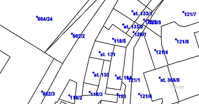 Parcela st. 131 v KÚ Jimramov, Katastrální mapa