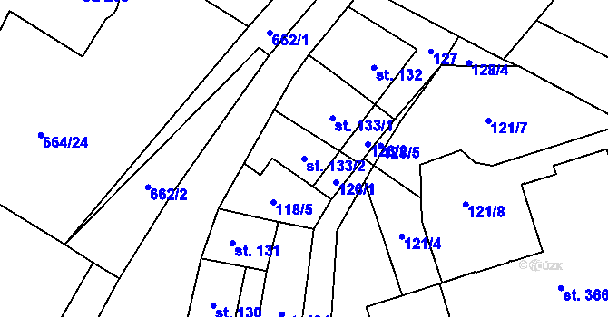 Parcela st. 133/2 v KÚ Jimramov, Katastrální mapa