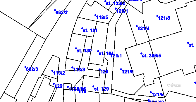 Parcela st. 134 v KÚ Jimramov, Katastrální mapa