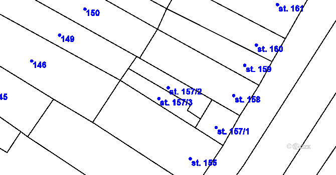 Parcela st. 157/2 v KÚ Jimramov, Katastrální mapa