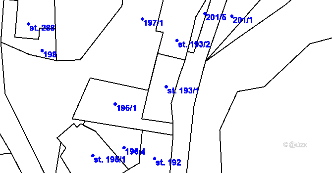Parcela st. 193/1 v KÚ Jimramov, Katastrální mapa