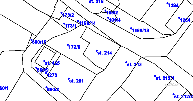 Parcela st. 214 v KÚ Jimramov, Katastrální mapa