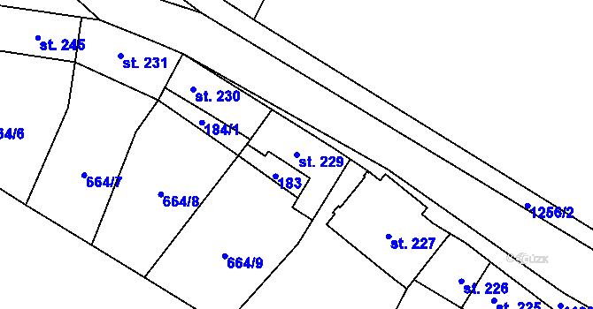 Parcela st. 229 v KÚ Jimramov, Katastrální mapa