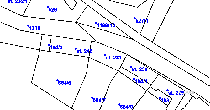 Parcela st. 231 v KÚ Jimramov, Katastrální mapa