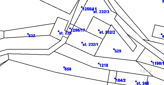 Parcela st. 232/1 v KÚ Jimramov, Katastrální mapa