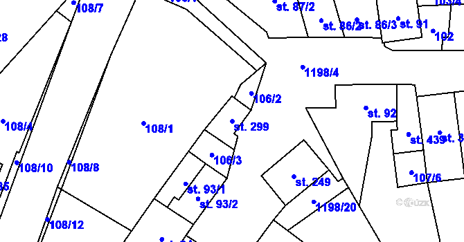 Parcela st. 299 v KÚ Jimramov, Katastrální mapa