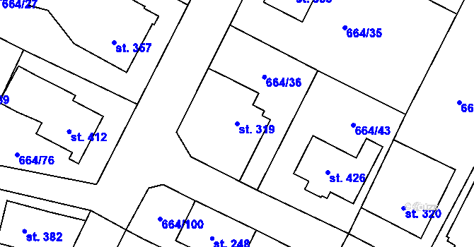 Parcela st. 319 v KÚ Jimramov, Katastrální mapa