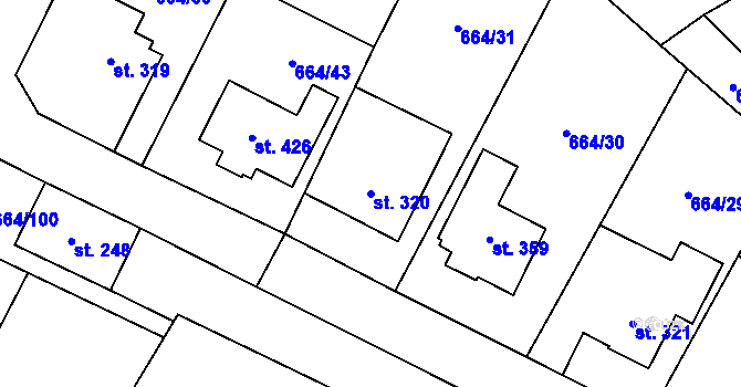 Parcela st. 320 v KÚ Jimramov, Katastrální mapa