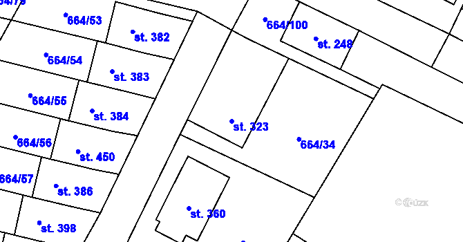 Parcela st. 323 v KÚ Jimramov, Katastrální mapa