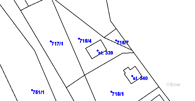 Parcela st. 339 v KÚ Jimramov, Katastrální mapa