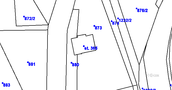 Parcela st. 365 v KÚ Jimramov, Katastrální mapa
