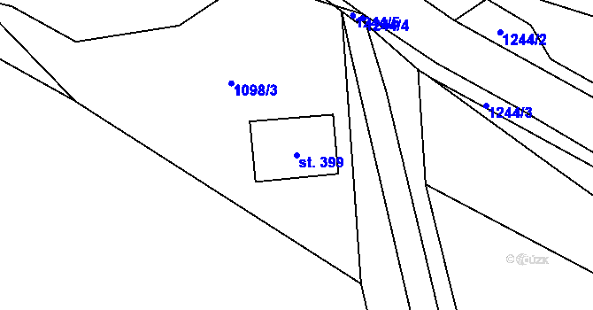 Parcela st. 399 v KÚ Jimramov, Katastrální mapa