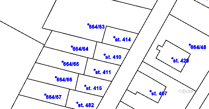 Parcela st. 410 v KÚ Jimramov, Katastrální mapa