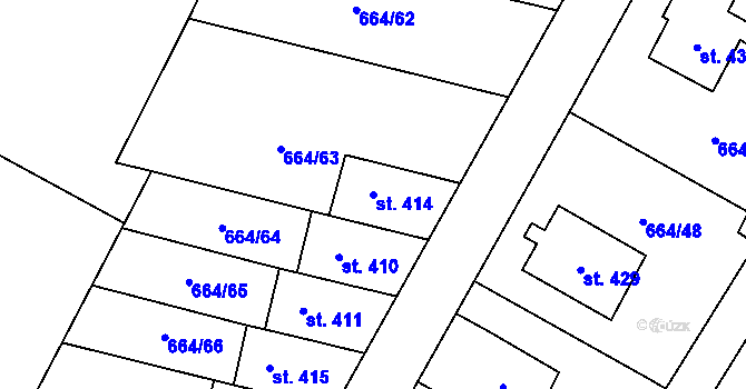 Parcela st. 414 v KÚ Jimramov, Katastrální mapa