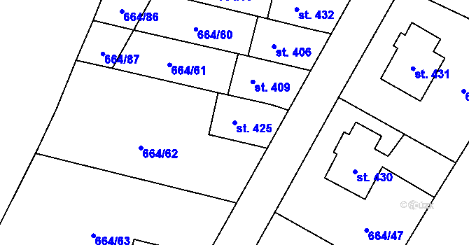 Parcela st. 425 v KÚ Jimramov, Katastrální mapa