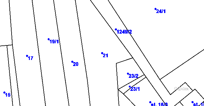 Parcela st. 21 v KÚ Jimramov, Katastrální mapa