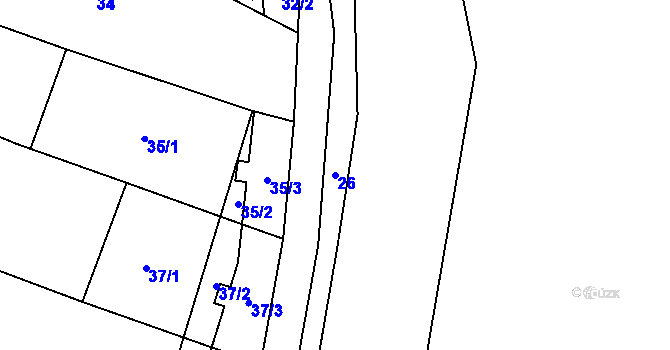 Parcela st. 26 v KÚ Jimramov, Katastrální mapa