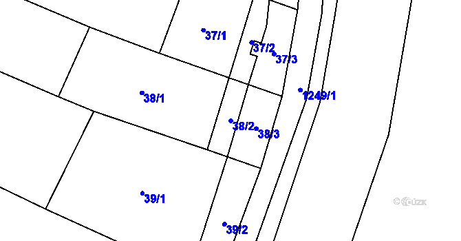 Parcela st. 38/2 v KÚ Jimramov, Katastrální mapa